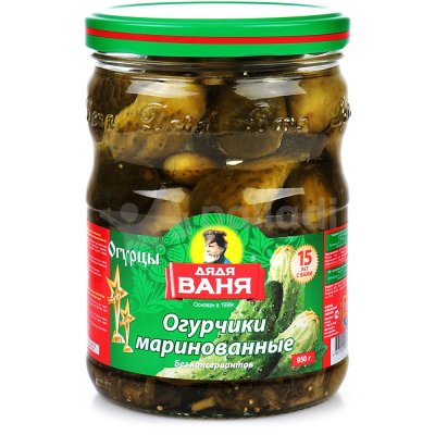 Огурцы Дядя Ваня 950г маринованные ст/б 
