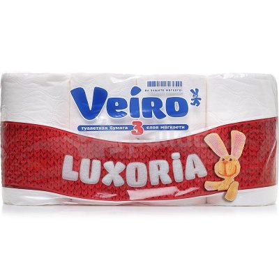 Бумага туалетная VIERO LUXORIA  3сл. 8 рулонов белая 