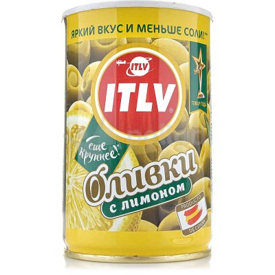 Оливки ITLV 300г б/к с лимоном ж/б