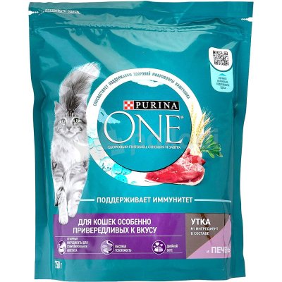 Корм Purina ONE 750г для кошек утка и печень