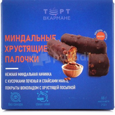 Торт Вкармане Миндальные хрустящие палочки 66г