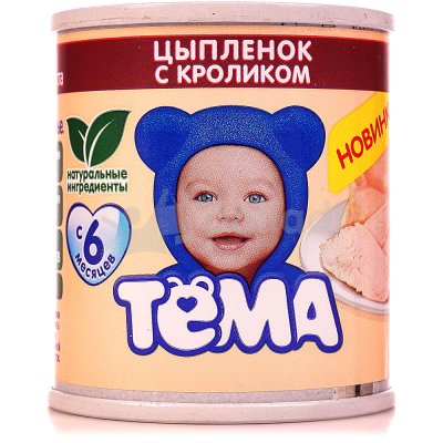 Мясное пюре Тема 100г цыпленок с кроликом