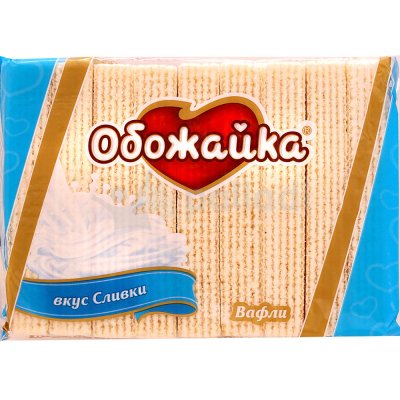Срок до 27.01.19г Вафли Обожайка 225г вкус сливки