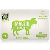 Масло сливочное крестьянское ГринАгро 72,5% 200г сладко- сливочное