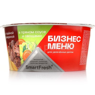 Пюре картофельное Бизнес Меню 110г с тушёной говядиной в пряном соусе с овощами