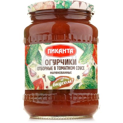 Огурцы Пиканта 700г маринованные в томатном соусе