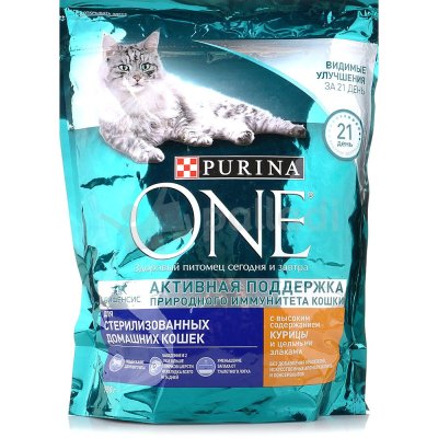 Корм Purina ONE 750г для домашних кошек курица и цельными злаками