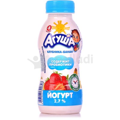 Йогурт Агуша 2,7% 200г клубника/банан 1/12