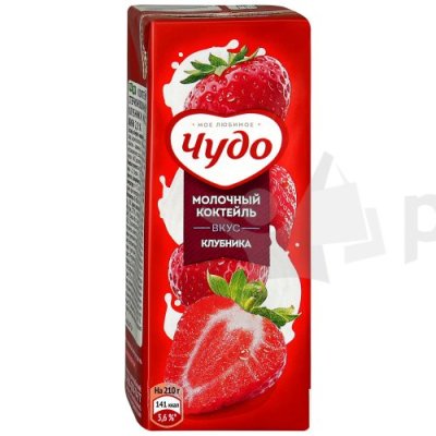 Молочный коктейль Чудо 2% 200г клубника