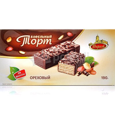 Торт вафельный Старый замок на фруктозе ореховый 190г