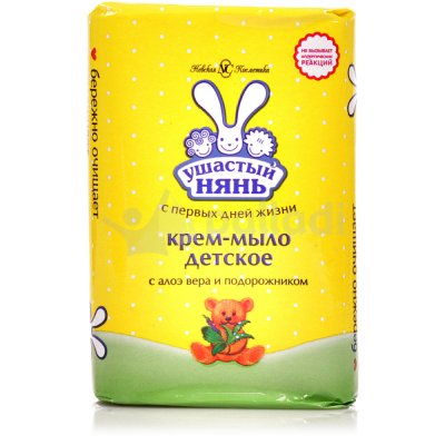 Крем-мыло УШАСТЫЙ НЯНЬ с алоэ вера и подорожником 90г