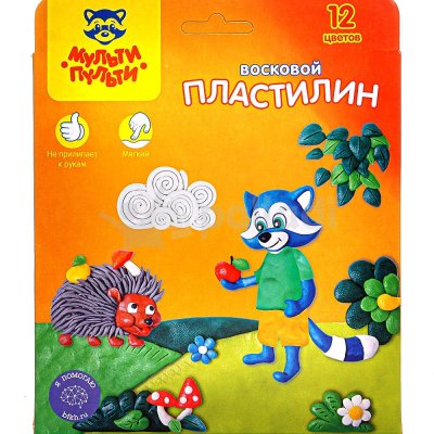 Пластилин восковой со стеком Мульти-Пульти Енот в лесу 12цв арт. 11058