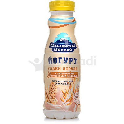 Йогурт Сахалинское молоко 330мл с пшеничными и овсяными хлопьями Утро Родины 