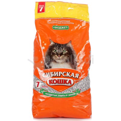 Наполнитель для кошачьих туалетов впитывающий Сибирская кошка Бюджет 7л