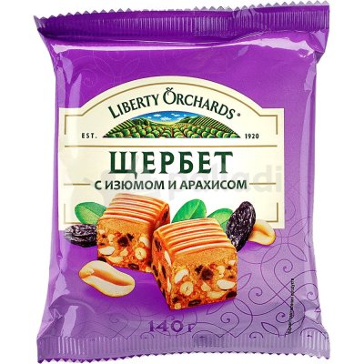 Щербет Liberty Orchards 140г с изюмом и арахисом