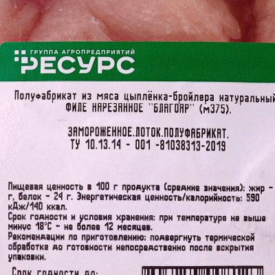 Благояр Филе куриное 1,05кг нарезанное