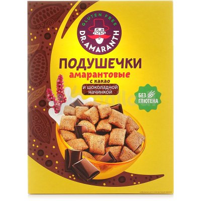 Подушечки Др-Амарант амарантовые 180г с какао и шоколадной начинкой