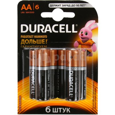 Батарейки Duracell Basic, тип AA/LR6, 1,5V, 6шт (1/10)