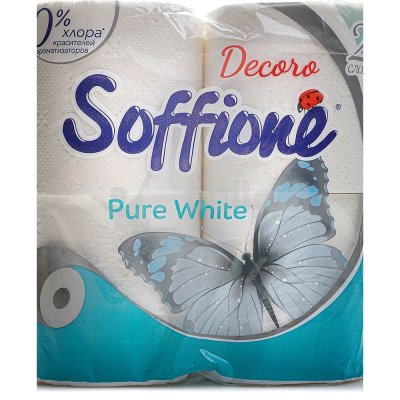 Бумага туалетная SOFFIONE 4 рулона 2-х слойная 18м Pure white