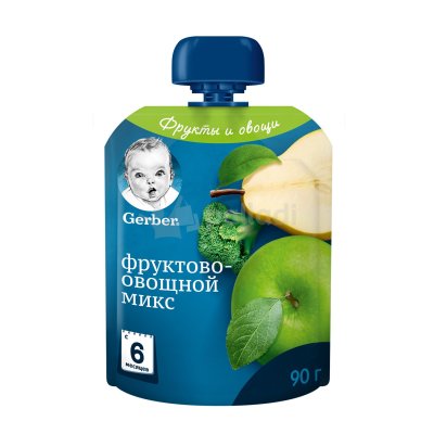 срок до 10.01.21г Пюре Гербер 90г Фруктово - овощной микс м/ у