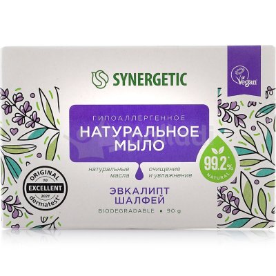 Мыло туалетное натуральное SYNERGETIC Эвкалипт/шалфей 90г