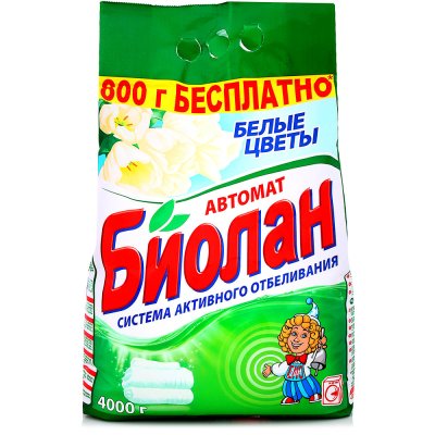 Стиральный порошок Биолан 4кг Белые цветы 
