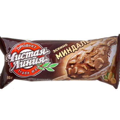 Мороженое Чистая Линия 80г эскимо миндаль
