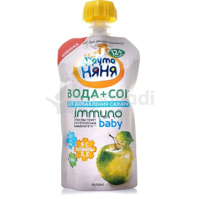 Напиток ФрутоНяня Immuno Baby 130мл Вода+сок яблоко