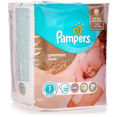 Подгузники PAMPERS Premium Care 1 Newborn для новорожденных  2-5кг 22шт