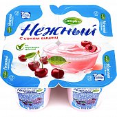 Йогурт Нежный 1,2% с соком вишни 100г (4шт) Кампина 