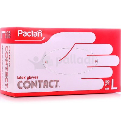 Перчатки латексные Paclan Contact размер L 50 пар (1/10)