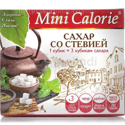 Сахар со стевией 280г кубик