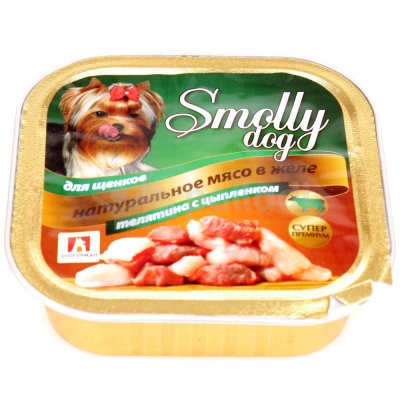 Консервы для собак телятина с цыпленком 100г ЗООГУРМАН Smolly dog