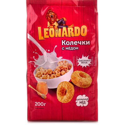 Сухой завтрак Leonardo 200г колечки с мёдом