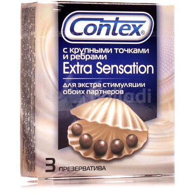 Презервативы CONTEX Extra Sensation с крупными точками и ребрами 3шт