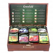 Чай Гринфилд подарочный набор 8 вкусов по 12шт в деревянной шкатулке