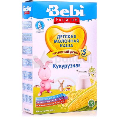 Каша Bebi премиум 200г молочная Кукурузная с 5 месяцев