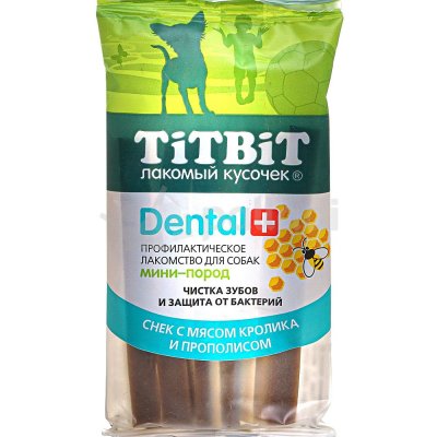 Лакомство для собак Dental+ снек с мясом кролика TiTBiT 40г