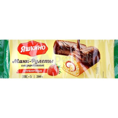 Мини-рулет Яшкино 200г клубничные глазированные