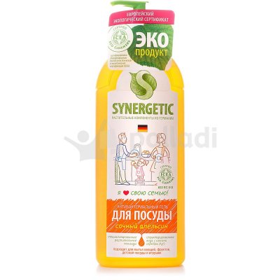 ЭКО гель антибактериальный для мытья фруктов, детской посуды и игрушек SYNERGETIC Апельсин 1л