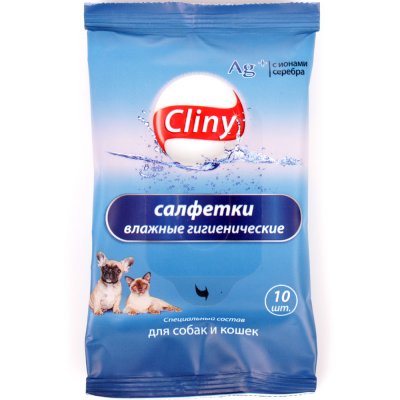 Салфетки влажные гигиенические для собак и кошек Cliny (10 шт) 45358