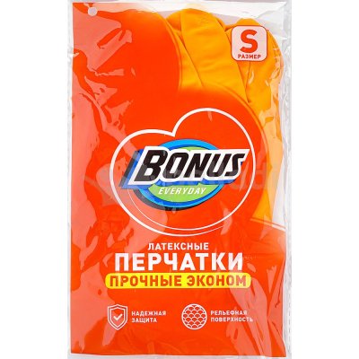 Перчатки латексные BONUS прочные Эконом S