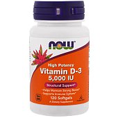 NOW Vitamin D-3 5000 IU (120 капс)