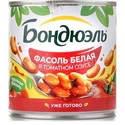 Фасоль Бондюэль 400г белая в томатном соусе