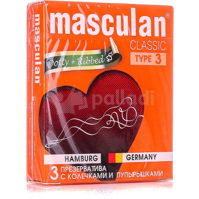 Презервативы Masculan Classic3 Dotty+Ribbed с колечками и пупырышками (3шт)
