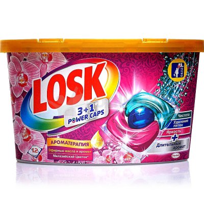Капсулы для стирки Losk power-Caps Ароматерапия Малазийский цветок 12шт