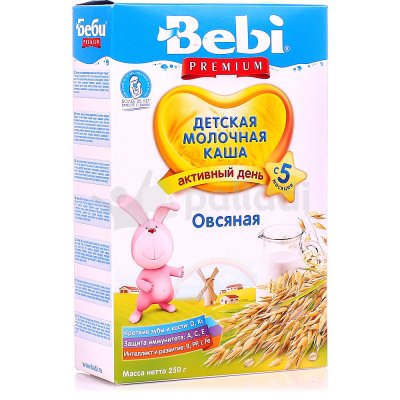 Каша Bebi премиум 200г молочная Овсяная с 5 месяцев