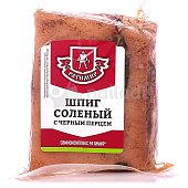 Шпиг Ратимир соленый с мясными прослойками 300г с черным перцем