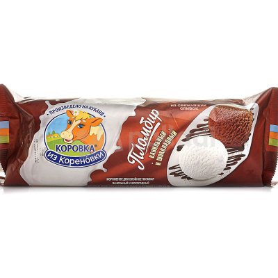 Мороженое Коровка из Кореновки 400г пломбир шоколадный и ванильный