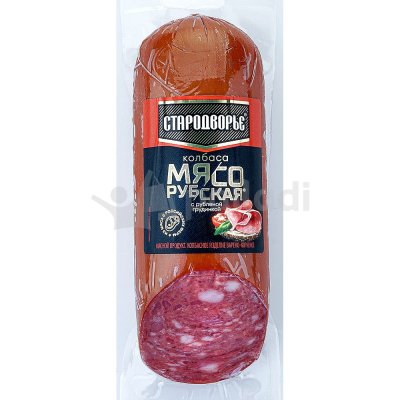 Сервелат МЯСОрубская с рубленой грудинкой 350г варено-копченый Стародворские колбасы
